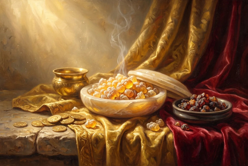 The three gifts, frankincense outshining gold and myrrh
