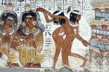Musicians and dancers with perfume cones, wall painting from the tomb-chapel of Nebamun