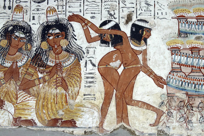 Musicians and dancers with perfume cones, wall painting from the tomb-chapel of Nebamun