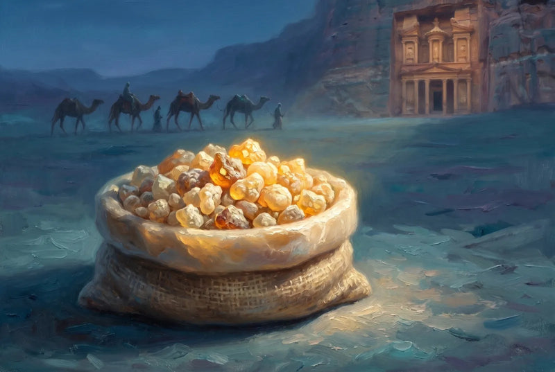 Frankincense glowing at dusk on the road to Petra