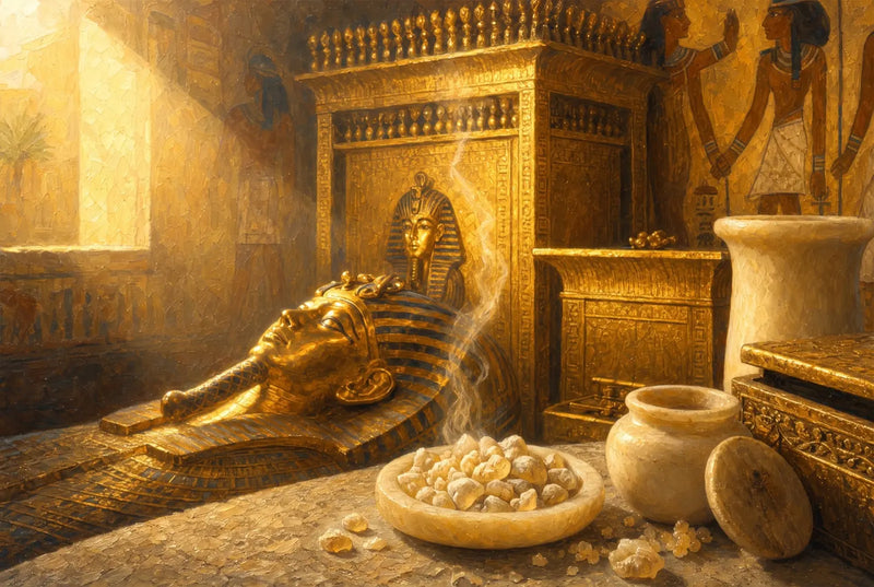 Frankincense glowing in Tutankhamun's tomb