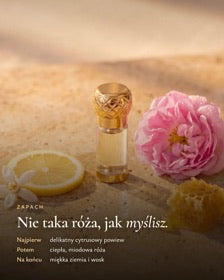 Zapach: delikatny cytrus, miodowa róża, miękka ziemia i wosk